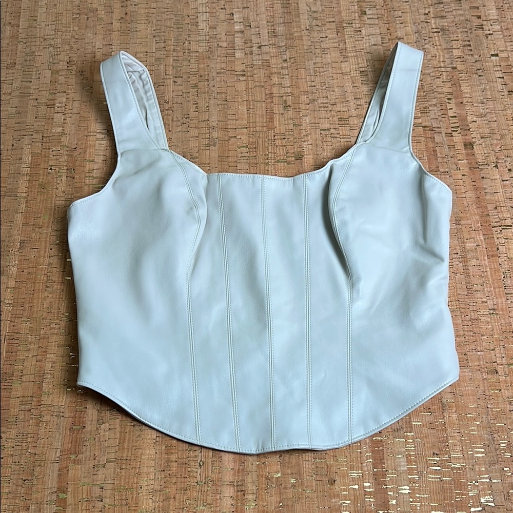 Abercrombie and Fitch Corset Top Cream Faux Leather Size Small